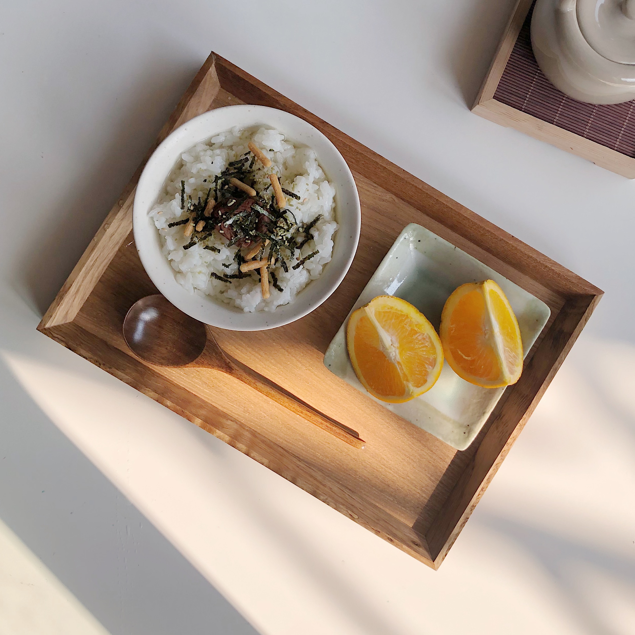 原木色长方形家用日式餐厅托盘
