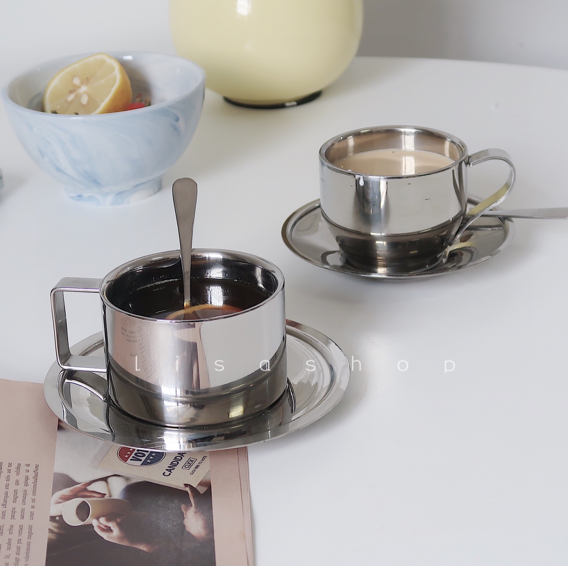 ins风不锈钢小众三件套咖啡杯