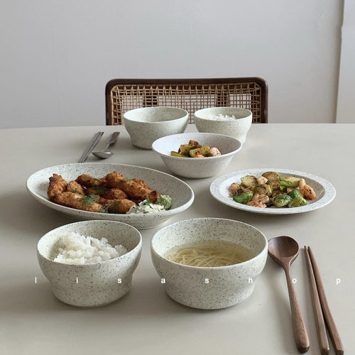 深盘陶瓷椭圆盘泼墨7英寸双耳盘