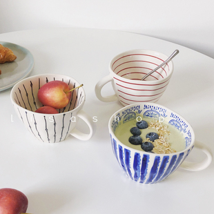 lisashop ins早餐杯牛奶杯手捏不规则燕麦杯酸奶碗思慕雪杯l北欧