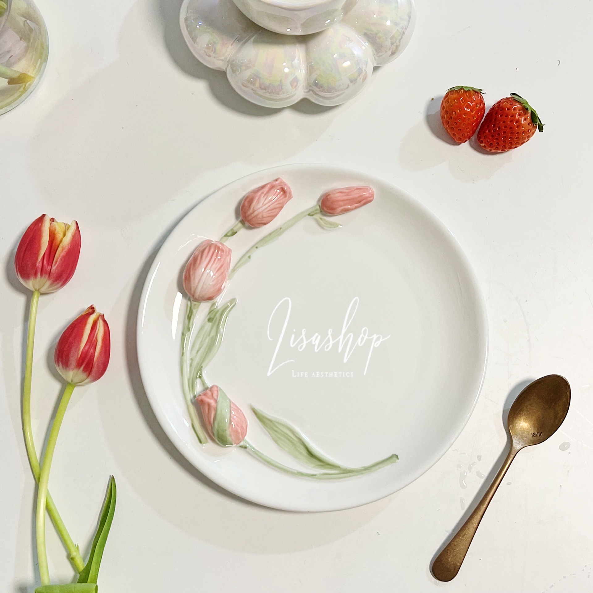 陶瓷郁金香圆形花卉成人