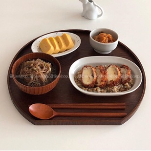 半圆托盘一人食日式 lisashop 木质托盘茶具餐具托茶盘咖啡厅餐厅