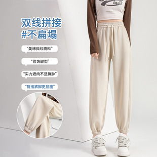 休闲束脚卫裤女2025新款小个子高腰显瘦运动加绒灯笼裤子女