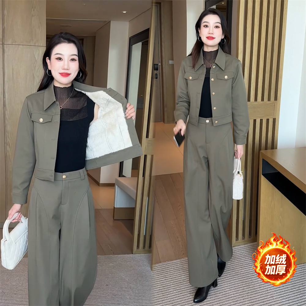 婉星儿秋显瘦气质长袖洋气时尚休闲减龄上衣长裤套装女神范
