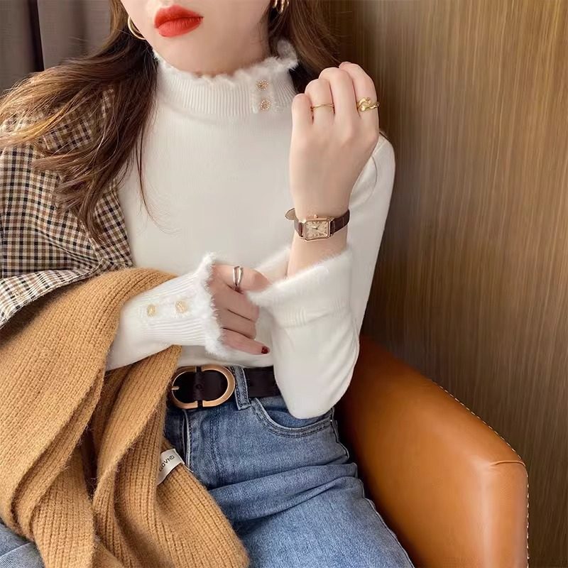 一体绒加绒加厚毛衣女冬小众保暖打底衫内搭秋冬半高领上衣通勤风,女装/女士精品,毛衣,淘宝优惠券,粉丝福利购,淘宝优惠卷