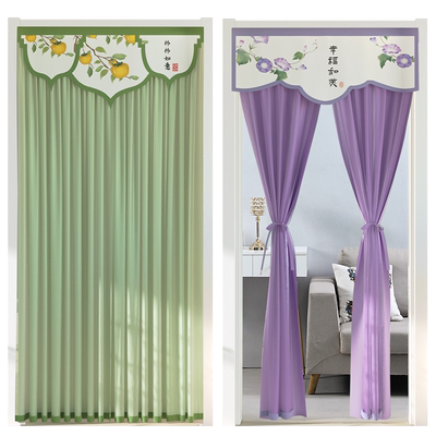 一层内衬一层布透光不透人门帘