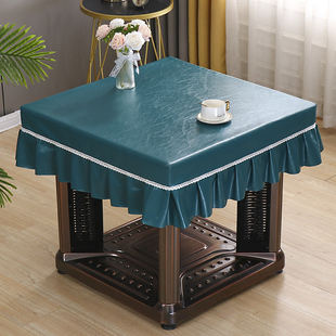PU皮烤火桌布皮罩正方形电炉取暖炉加厚皮套防水防油防烫方桌罩套