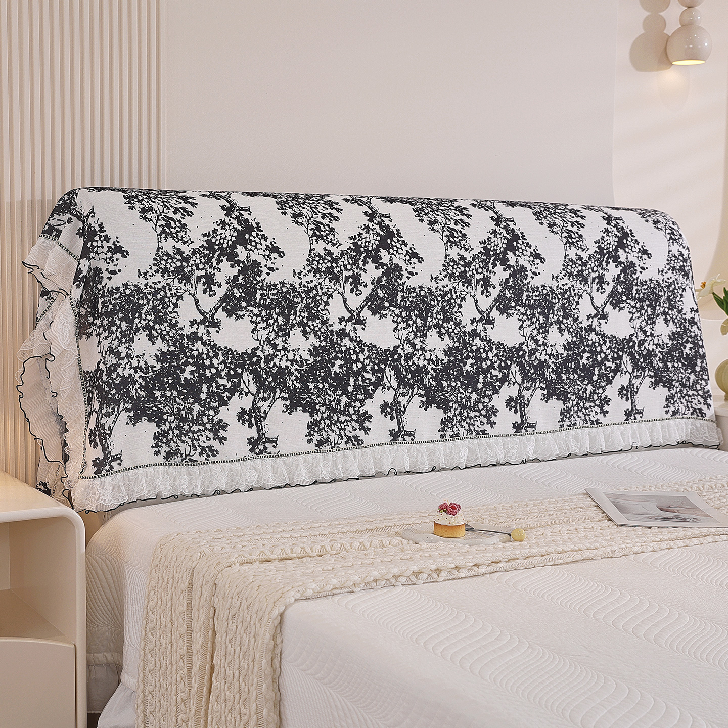 蕾丝花边床头罩防尘罩盖巾