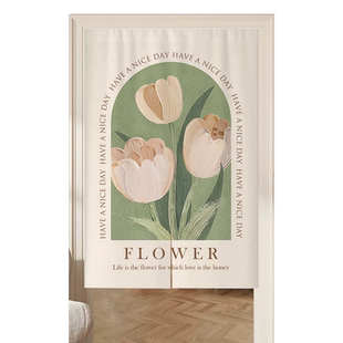 奶油风门帘隔断帘布艺家用卧室半帘短帘免打孔厨房遮挡帘厕所布帘