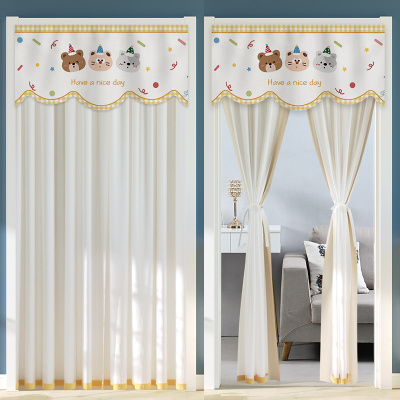 夏季免打孔防蚊蕾丝双层隔断门帘