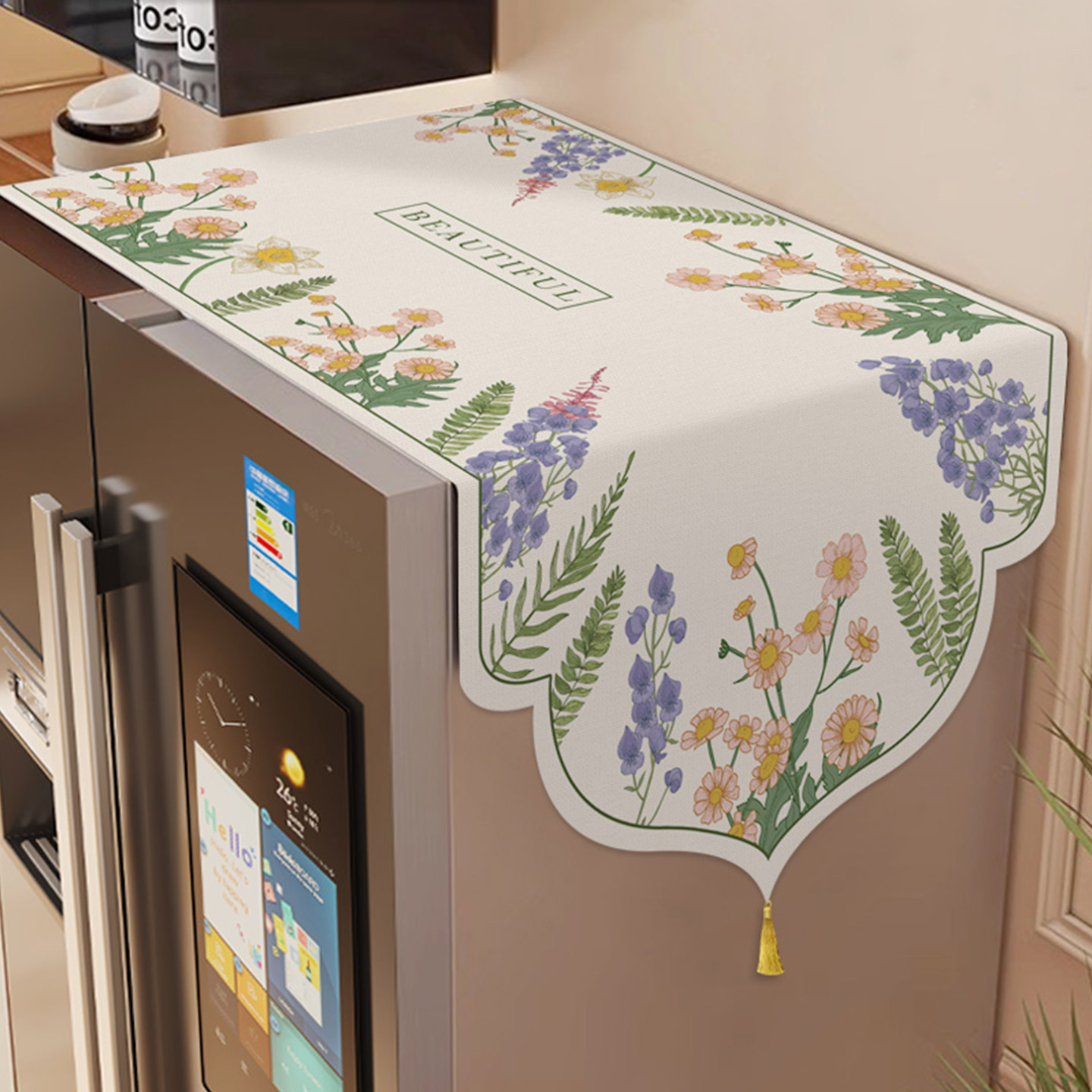 欧式花卉冰箱盖布防尘盖巾