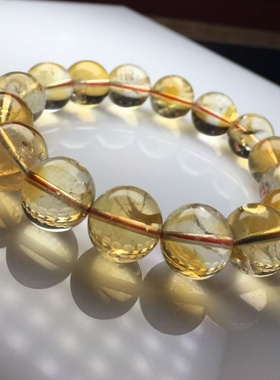 天然水晶 黄水晶手串(citrine) 金字塔山形幽灵(yellow creastly)