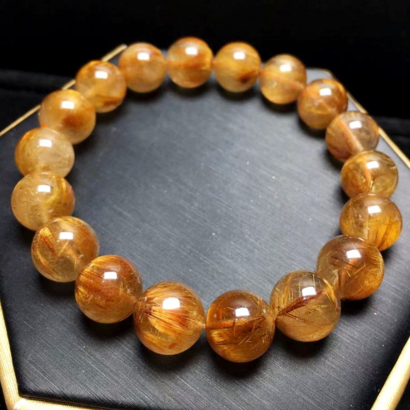 咖啡发手链天然水晶烟花发钛晶