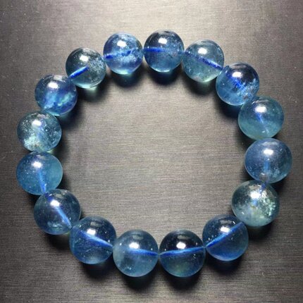天然水晶海蓝宝手链  Aeroides 自信之石 绿柱石 Aquamarine 礼物