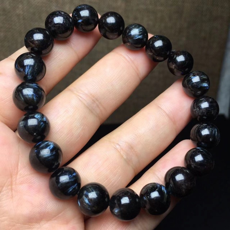 黑龙晶手链 蓝彩龙鳞纹 蓝闪石 烟花石 稀有矿石 天然水晶 小众