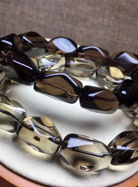 茶晶手链随形天然水晶刻面圆珠