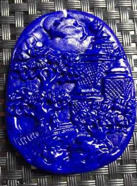 青金石吊坠天然水晶雕刻牌项坠