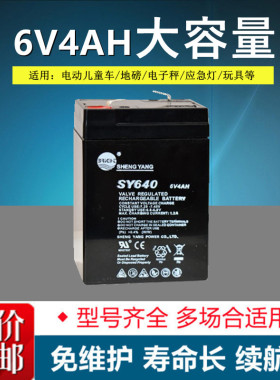 SHENGYANG蓄电池电瓶SY640 6V4AH 6V4.5ah SY645 电子秤通用 包邮