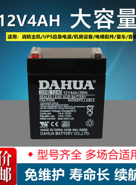 DAHUA大华DHB1240 12V4Ah/20Hr蓄电池 电梯UPS电源安防门禁电瓶
