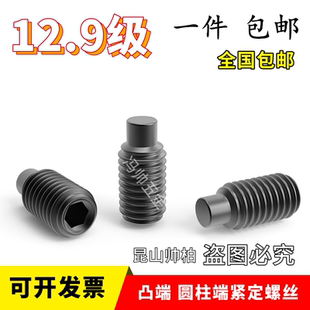 12.9級凸端緊定螺釘M3M4M5M6M8M10M12M14M16無頭定位絲機米DIN915