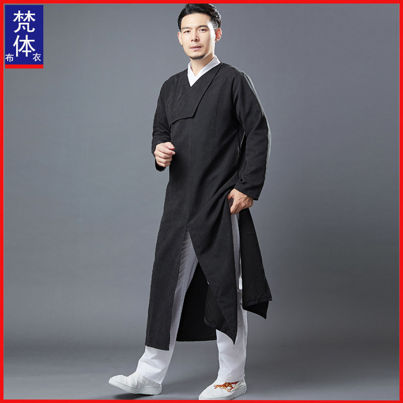 눈송이 새틴 중국어 향상된 HANFU 남자 당나라 정장 긴 가운 성능 의류 중국 스타일 중간 길이 고대 스타일 평신도 의류 가운