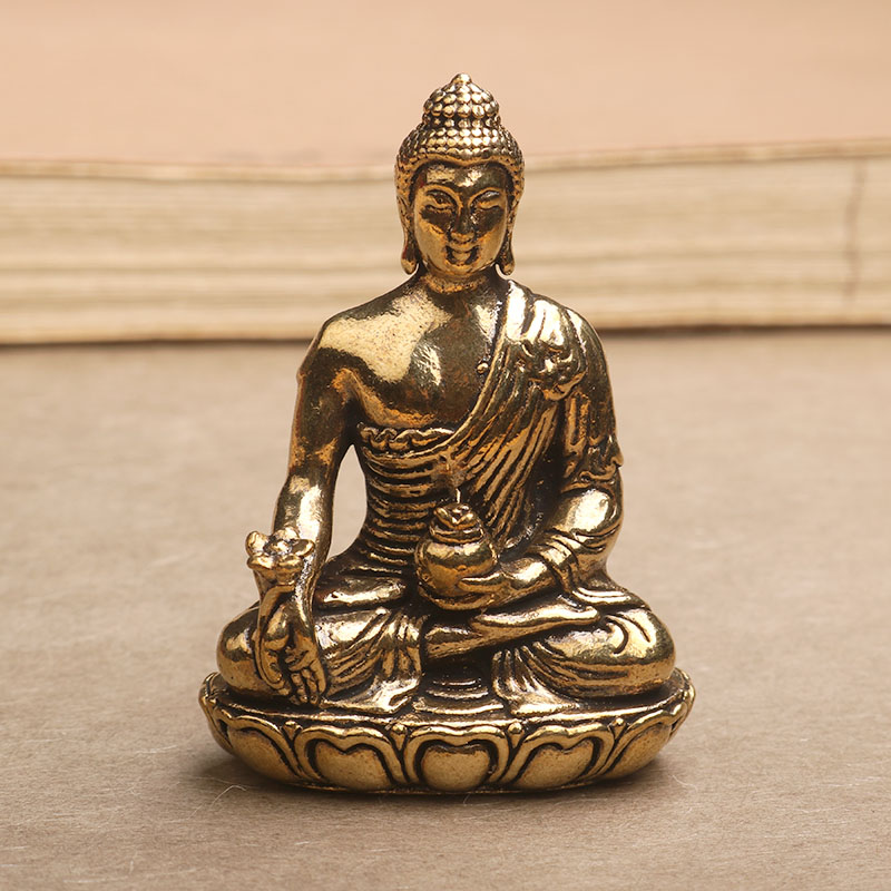 创意黄铜小佛像佛祖药师佛菩萨小摆件坐佛工艺品桌面小摆件饰品