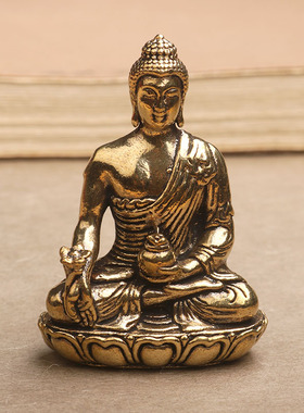 创意黄铜小佛像佛祖药师佛菩萨小摆件坐佛工艺品桌面小摆件饰品