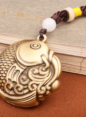 实心鲤鱼挂件黄铜复古