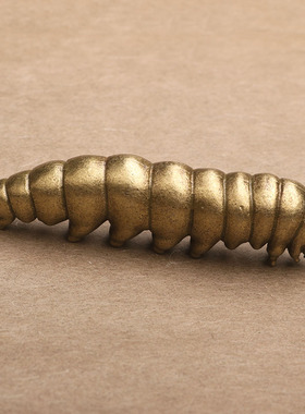 毛毛虫实心工艺品茶道手把件黄铜