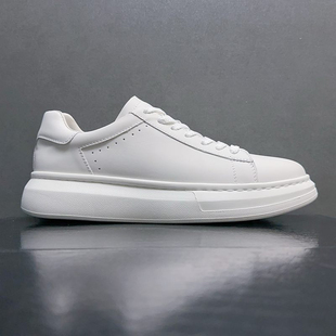 头层牛皮厚底板鞋 鞋 真皮百搭休闲鞋 时尚 新款 小白男鞋 撤柜尾货特价