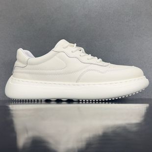 厚底小白鞋 尾货清仓特价 真皮透气板鞋 头层牛皮纯色休闲鞋 捡漏男鞋