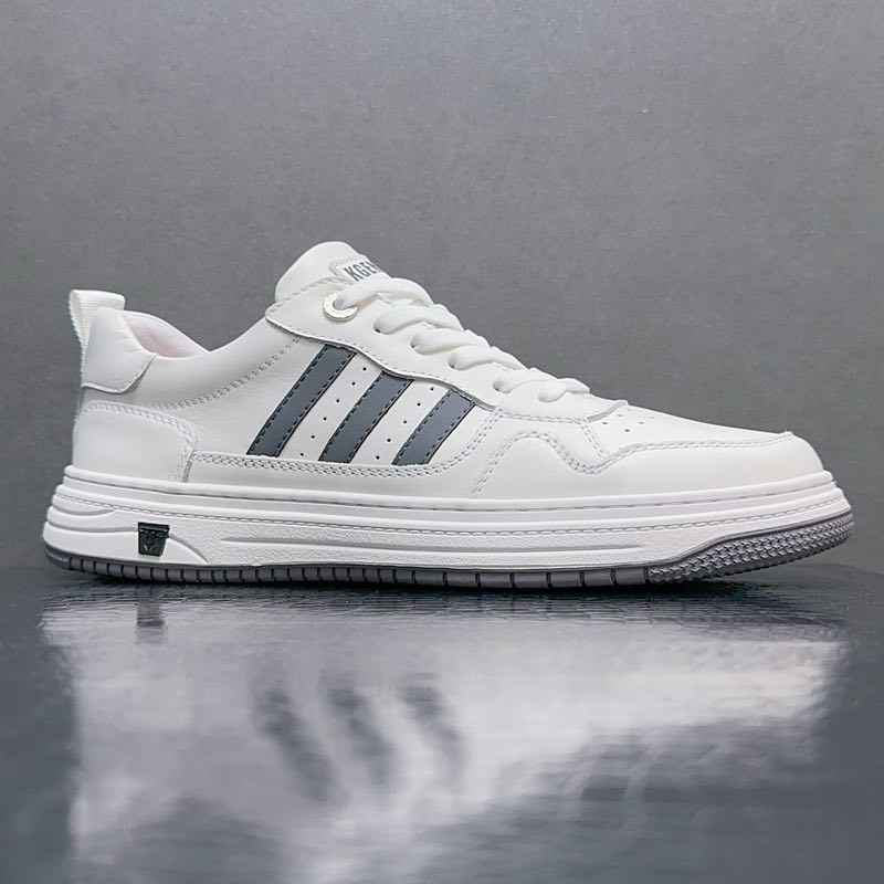 男鞋撤柜尾货特价鞋头层牛皮休闲鞋低帮空军板鞋时尚百搭透小白鞋