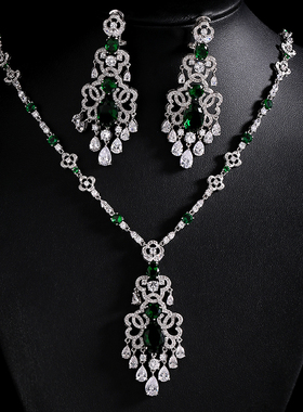 包邮欧美长款锆石套装婚纱项链