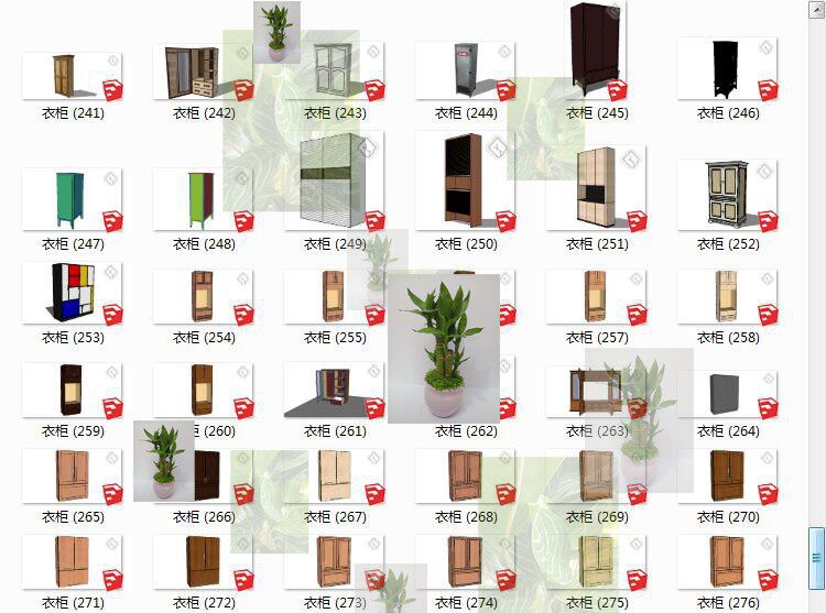 工装家装中欧式卧室衣橱柜书柜衣柜室内家具草图大师SU模型素材库