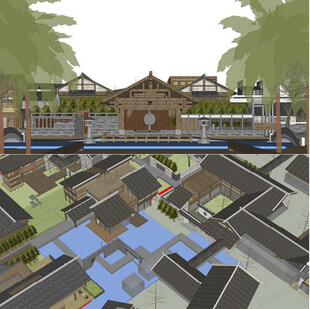 日式禅意度假村酒店民宿客栈日本木屋建筑牌坊大门草图大师SU模型