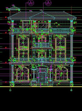 现代欧式新古典别墅 石材外墙干挂 安装图及节点大样  CAD施工图