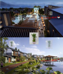 sketchup现代偏中式度假村会所联排酒店别墅住宅草图大师 SU模型