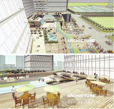 高层商业办公公寓购物广场sketchup折板屋顶花园建筑景观/su模型