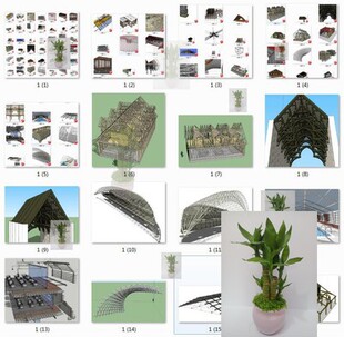 厂房工装木钢金属框架结构联接房屋构架装置轻钢骨su模型sketchup