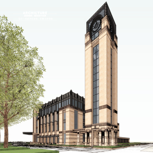 su草图大师Artdeco新古典楼盘售楼处办公会所俱乐部建筑/su模型