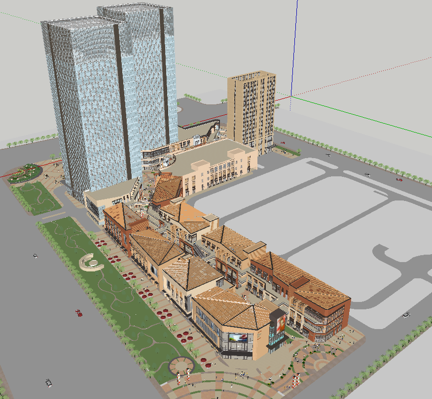 su现代主义风格商业综合体步行街建筑sketchup草图大师skp模型