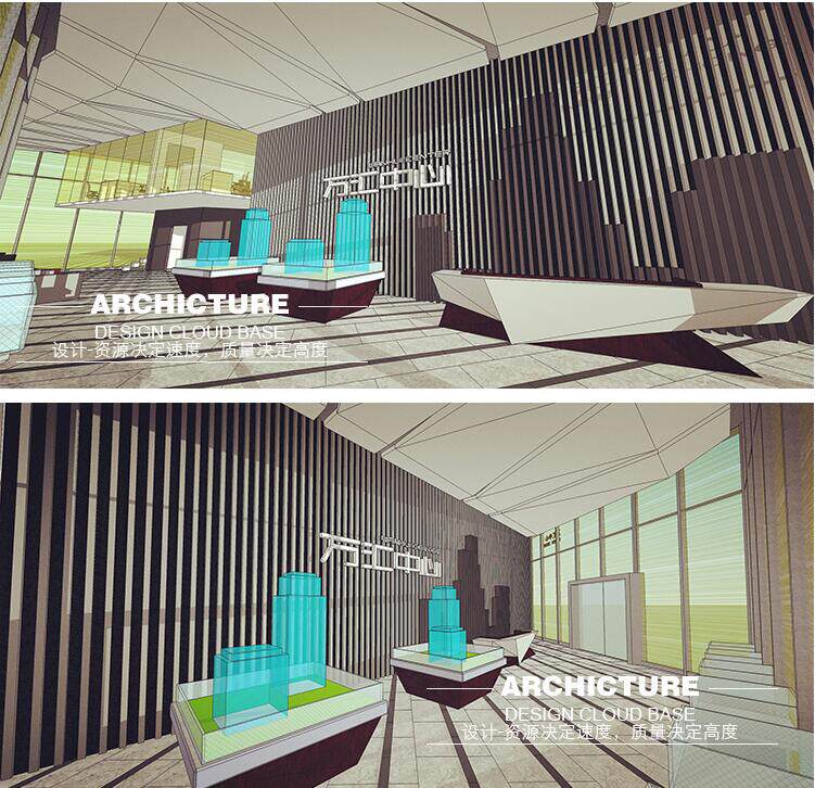 su素材现代新中式室内设计社区售楼中心会所沙盘展示sketchup模型