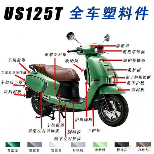 轻骑铃木US125T摩托脚踏板护罩后泥板饰条框车架前后罩全车塑料件
