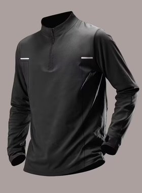 美式半拉链运动长袖秋季户外登山骑行跑步篮球训练健身服外套卫衣
