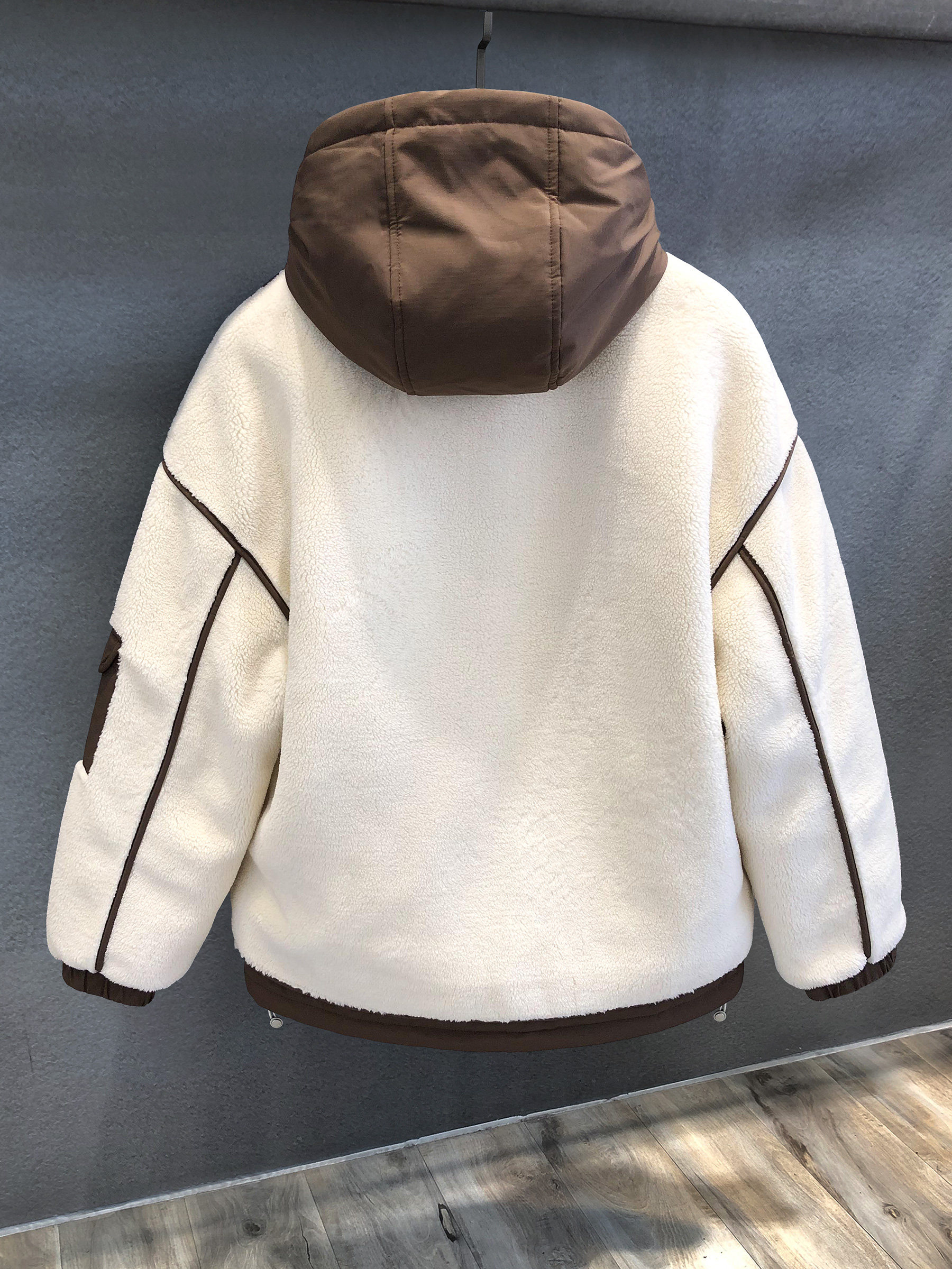 램스울 + 다운 안감 헤비급 두꺼운 소재 작업복 다운 재킷 남성 겨울 따뜻한 두꺼운 폴라 플리스 재킷