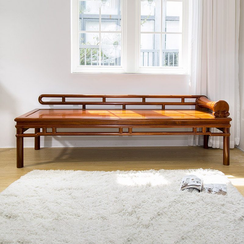 贵妃榻明式罗汉床红木枕木午睡床榻大果紫檀中式逍遥椅花梨家具