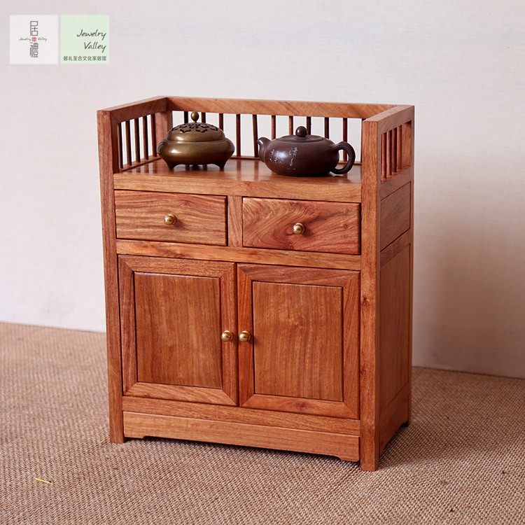 红木小茶棚花梨茶水架中式明式红木家具缅甸花梨茶具收纳柜