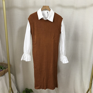 清仓39.9包邮 【初】毛衣两件套中衬衫连衣裙套装裙女20-4-71