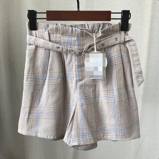 芒 3件 格子女士后松紧腰休闲短裤 30元