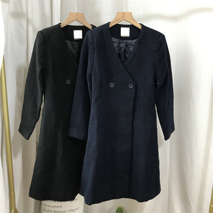 (79元3件）【艾】V领宽下摆毛呢大衣 52-2-374